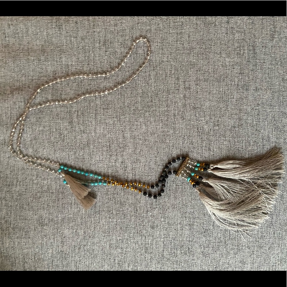 Beaded & threaded necklace